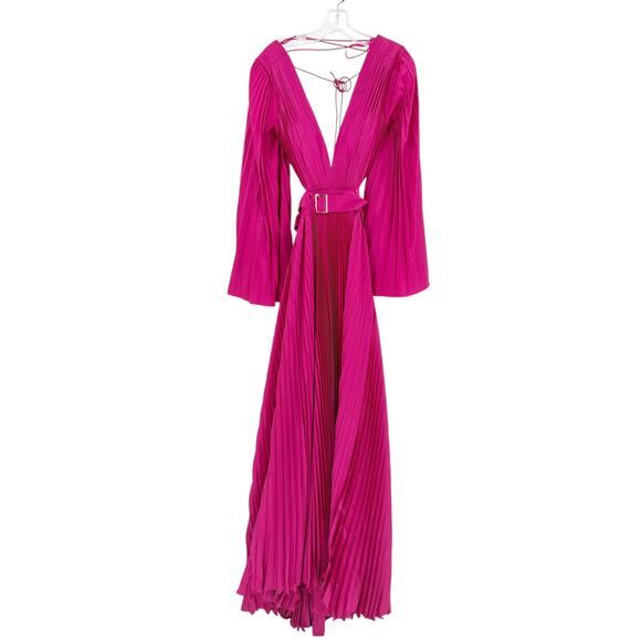 MAC DUGGAL Dress Size 4 Evening Gown NEW Fuchsia Pleated Cut Out Lace Up Back - Picture 4 of 7